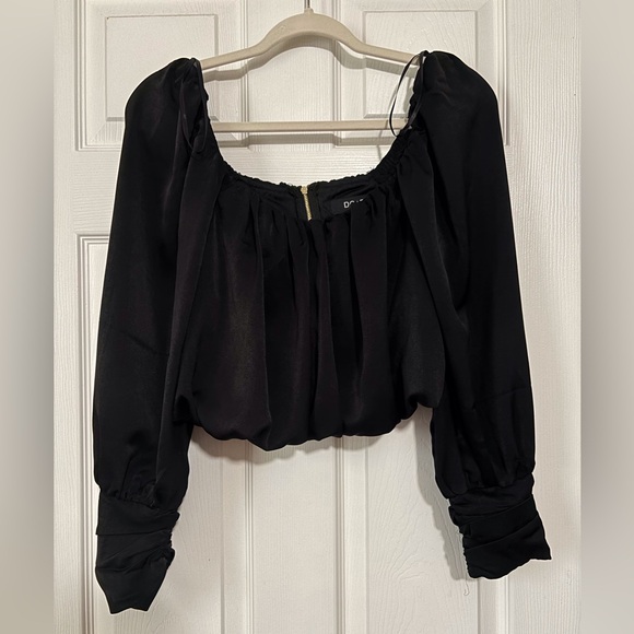 NWT DO+BE Black Blouse with Puff Sleeves - Picture 1 of 3
